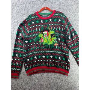 33Degrees Christmas Dinosaur Sweater  Green & Red Size Large